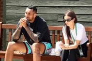 Nick Kyrgios and Costeen Hatzipourganis at the 2022 Wimbledon.